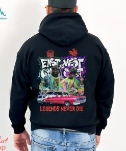 Biggie Smalls East Coast Vs Tupac Shakur West Coast Legends Never Die T Shirt
