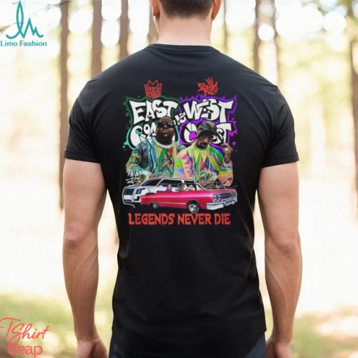 Biggie Smalls East Coast Vs Tupac Shakur West Coast Legends Never Die T Shirt