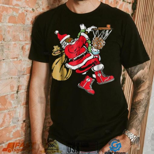 Black African American Santa Basketball T Shirt
