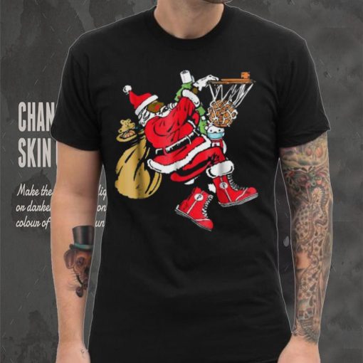 Black African American Santa Basketball T Shirt