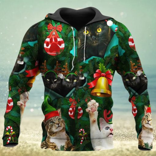 Black Cat Christmas 3d All Over Print Hoodie