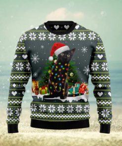 Black Cat Merry And Bright Xmas Gifts Full Wool Ugly Sweater