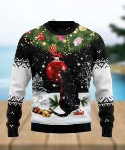 Black Cat Mirror 3D Holiday Knit Sweater