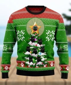 Black Cat Pine Holiday Gifts Wool Knitting Ugly Xmas Sweater