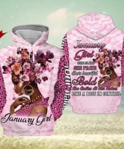 Black Woman January Girl Black Queen Custom Name 3d All Over Print Hoodie