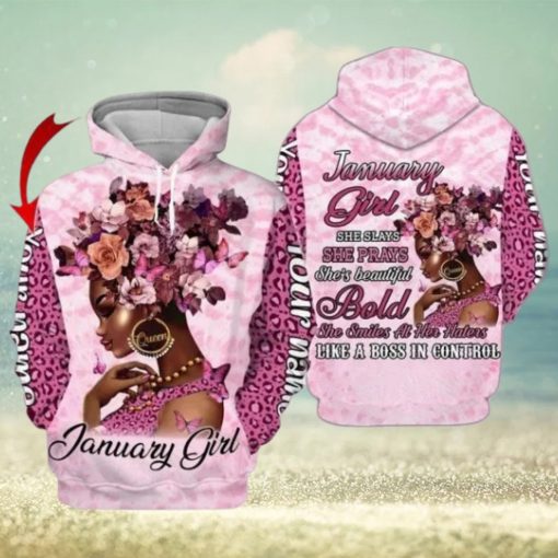 Black Woman January Girl Black Queen Custom Name 3d All Over Print Hoodie
