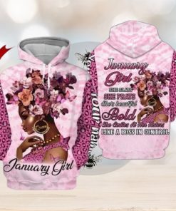 Black Woman January Girl Black Queen Custom Name 3d All Over Print Hoodie