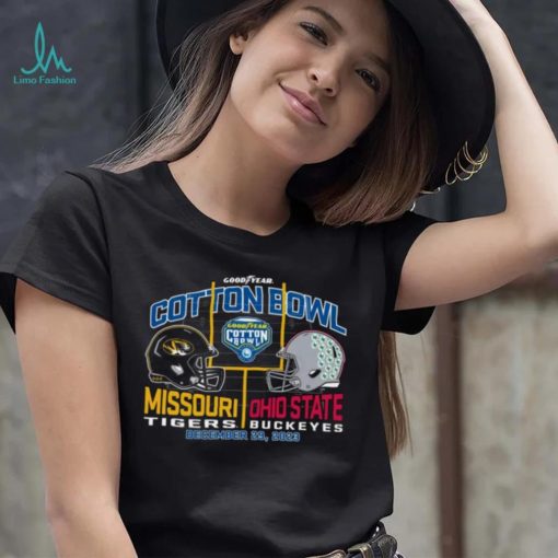 Blue 84 Adult 2023 Cotton Bowl Missouri Tigers vs. Ohio State Buckeyes Dueling T Shirt