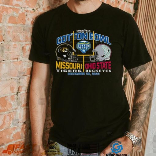 Blue 84 Adult 2023 Cotton Bowl Missouri Tigers vs. Ohio State Buckeyes Dueling T Shirt