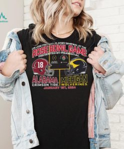 Blue 84 Adult 2024 Rose Bowl Alabama Crimson Tide vs. Michigan Wolverines Dueling T Shirt