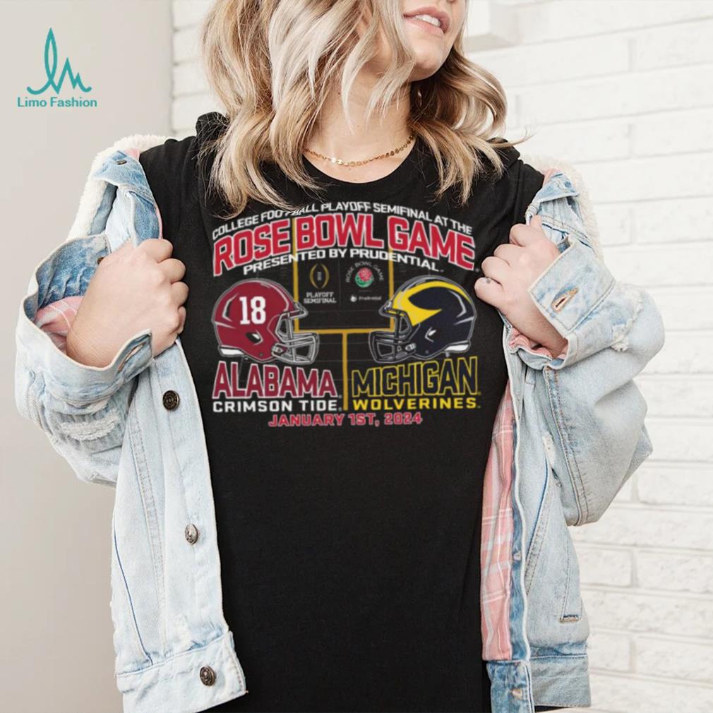 Blue 84 Adult 2024 Rose Bowl Alabama Crimson Tide vs. Michigan Wolverines Dueling T Shirt Blue 84 Adult 2024 Rose Bowl Alabama Crimson Tide vs. Michigan Wolverines Dueling T Shirt