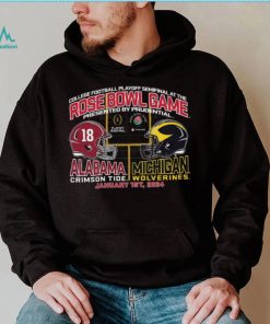 Blue 84 Adult 2024 Rose Bowl Alabama Crimson Tide vs. Michigan Wolverines Dueling T Shirt