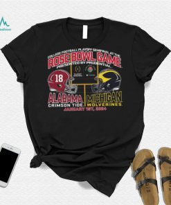 Blue 84 Adult 2024 Rose Bowl Alabama Crimson Tide vs. Michigan Wolverines Dueling T Shirt
