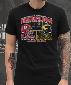 Blue 84 Adult 2024 Rose Bowl Alabama Crimson Tide vs. Michigan Wolverines Dueling T Shirt