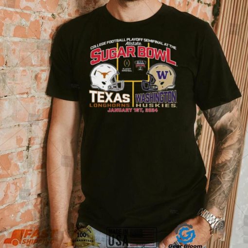 Blue 84 Adult 2024 Sugar Bowl Texas Longhorns vs. Washington Huskies Dueling T Shirt