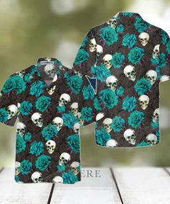Blue Roses And Gothic Skull Hawaiian Shirt Style Gift