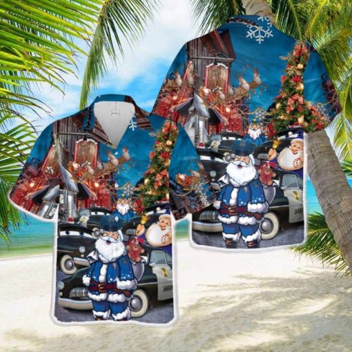 Blue Santa Sheriffs Merry Christmas Hawaiian Shirt Men And Women Gift Aloha Beach Holiday