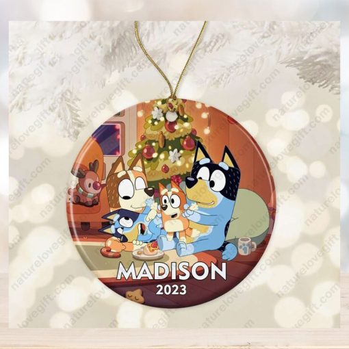 Bluey Family Custom Name On Ornament Christmas Tree Decoration