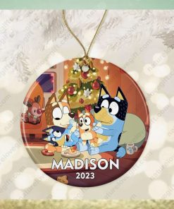 Bluey Family Custom Name On Ornament Christmas Tree Decoration