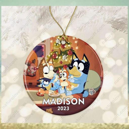 Bluey Family Custom Name On Ornament Christmas Tree Decoration