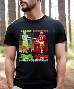 Bo Nix Oregon Ducks On Saturdays Brock Purdy San Francisco 49ers On Sundays T Shirt, hoodie, sweater, long sleeve and tank top Bo Nix Oregon Ducks On Saturdays Brock Purdy San Francisco 49ers On Sundays T Shirt