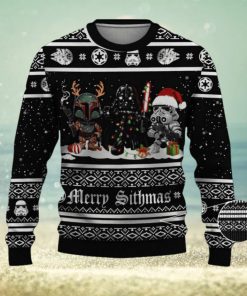 Boba Fett Darth Vader Storm Strooper Star Wars Merry Sithmas Ugly Xmas Sweater