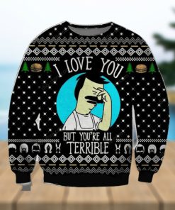 Bobs Burgers Xmas Time All Over Printed Knitted Ugly Xmas Sweater