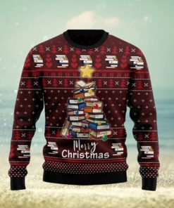 Book Pine Holiday Time All Over Print Knitting Pattern Ugly Xmas Sweater