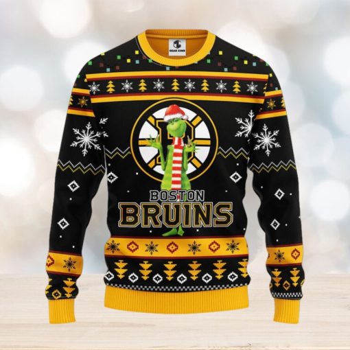 Boston Bruins Funny Grinch Christmas Ugly Sweater