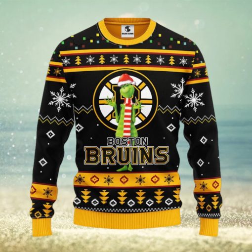 Boston Bruins Funny Grinch Christmas Ugly Sweater
