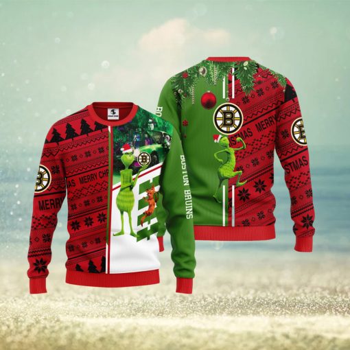 Boston Bruins Grinch & Scooby doo Christmas Ugly Sweater