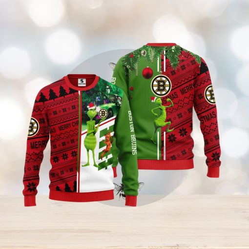 Boston Bruins Grinch & Scooby doo Christmas Ugly Sweater