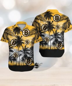 Boston Bruins Short Sleeve Button Up Tropical Hawaiian Shirt