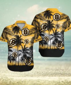 Boston Bruins Short Sleeve Button Up Tropical Hawaiian Shirt