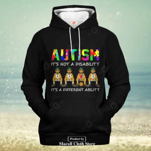 Boston Celtics Autism Its Not A Disability It A Different Ability Jogger Hoodie Sweatshirt 3D