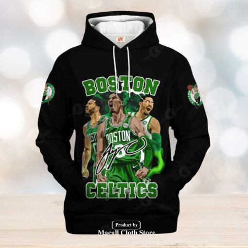 Boston Celtics Champions Black Signatures Jogger Design Hoodie Sweatshirt 3D