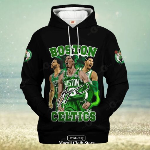 Boston Celtics Champions Black Signatures Jogger Design Hoodie Sweatshirt 3D