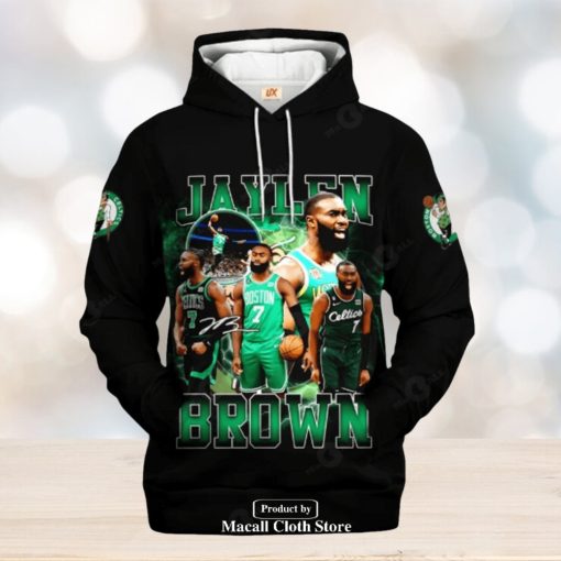 Boston Celtics Jaylen Brown Black Design Signatures Jogger Hoodie Sweatshirt 3D