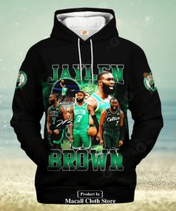 Boston Celtics Jaylen Brown Black Design Signatures Jogger Hoodie Sweatshirt 3D