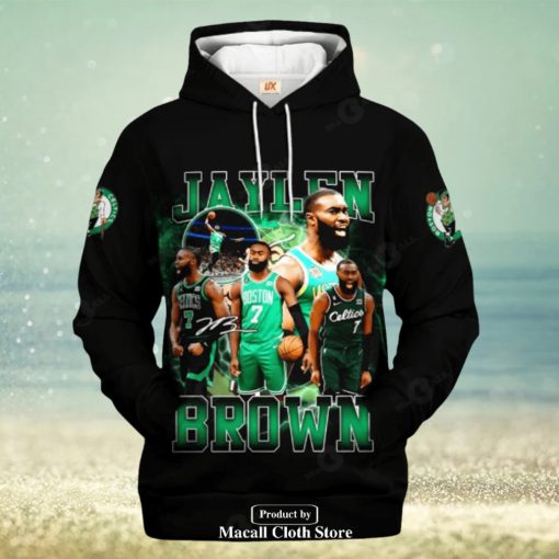 Boston Celtics Jaylen Brown Black Design Signatures Jogger Hoodie Sweatshirt 3D