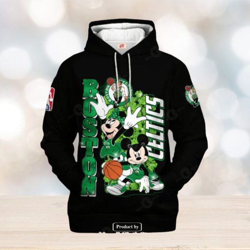 Boston Celtics Mickey And Minnie Mouse Basketball Black Design Hoodie Sweatshirt 3D