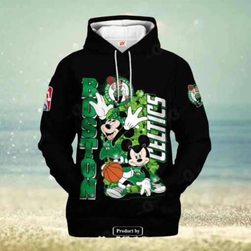 Boston Celtics Mickey And Minnie Mouse Basketball Black Design Hoodie Sweatshirt 3D