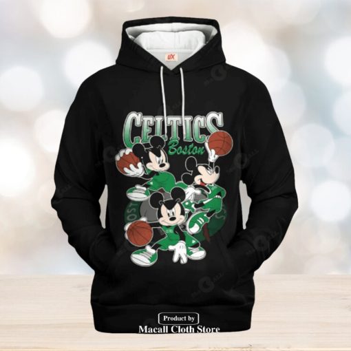 Boston Celtics Mickey Mouse Basketball Jogger Black Design Hoodie Sweatshirt 3D