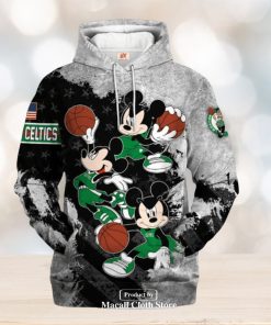 Boston Celtics Mickey Mouse Basketball Jogger Grey Design Hoodie Sweatshirt 3D