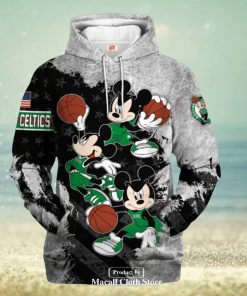 Boston Celtics Mickey Mouse Basketball Jogger Grey Design Hoodie Sweatshirt 3D