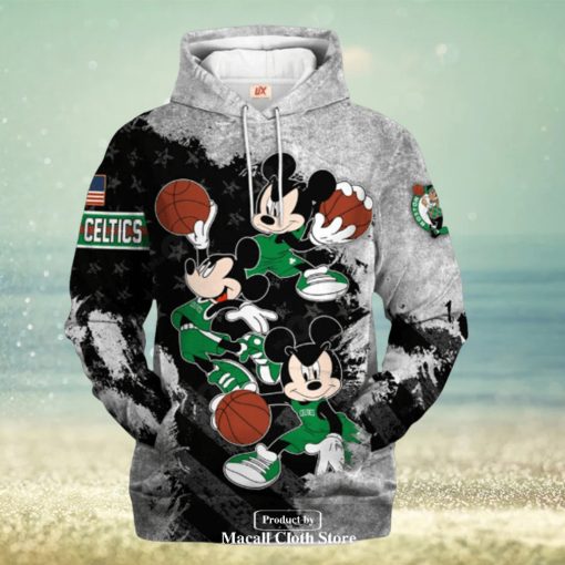 Boston Celtics Mickey Mouse Basketball Jogger Grey Design Hoodie Sweatshirt 3D