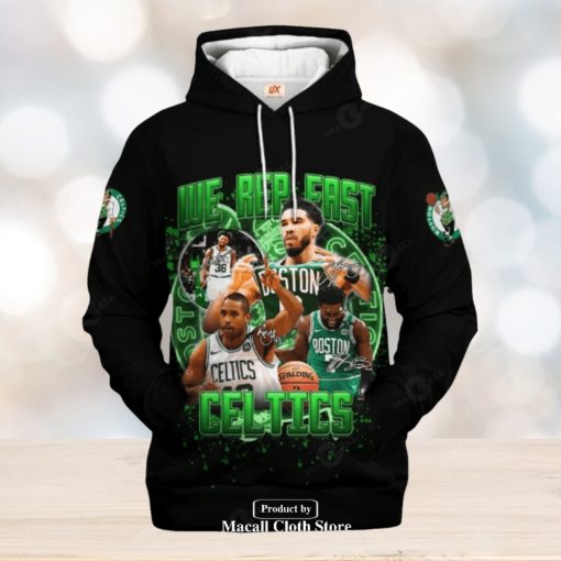 Boston Celtics We Rep Fast Black Signatures Jogger Hoodie Sweatshirt 3D