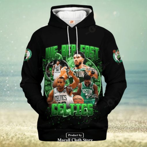 Boston Celtics We Rep Fast Black Signatures Jogger Hoodie Sweatshirt 3D