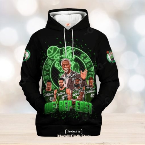 Boston Celtics We Rep Fast Black Signatures V2 Jogger Hoodie Sweatshirt 3D