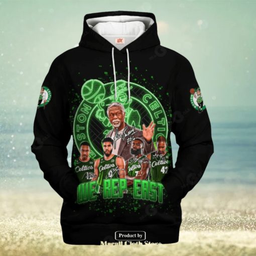 Boston Celtics We Rep Fast Black Signatures V2 Jogger Hoodie Sweatshirt 3D